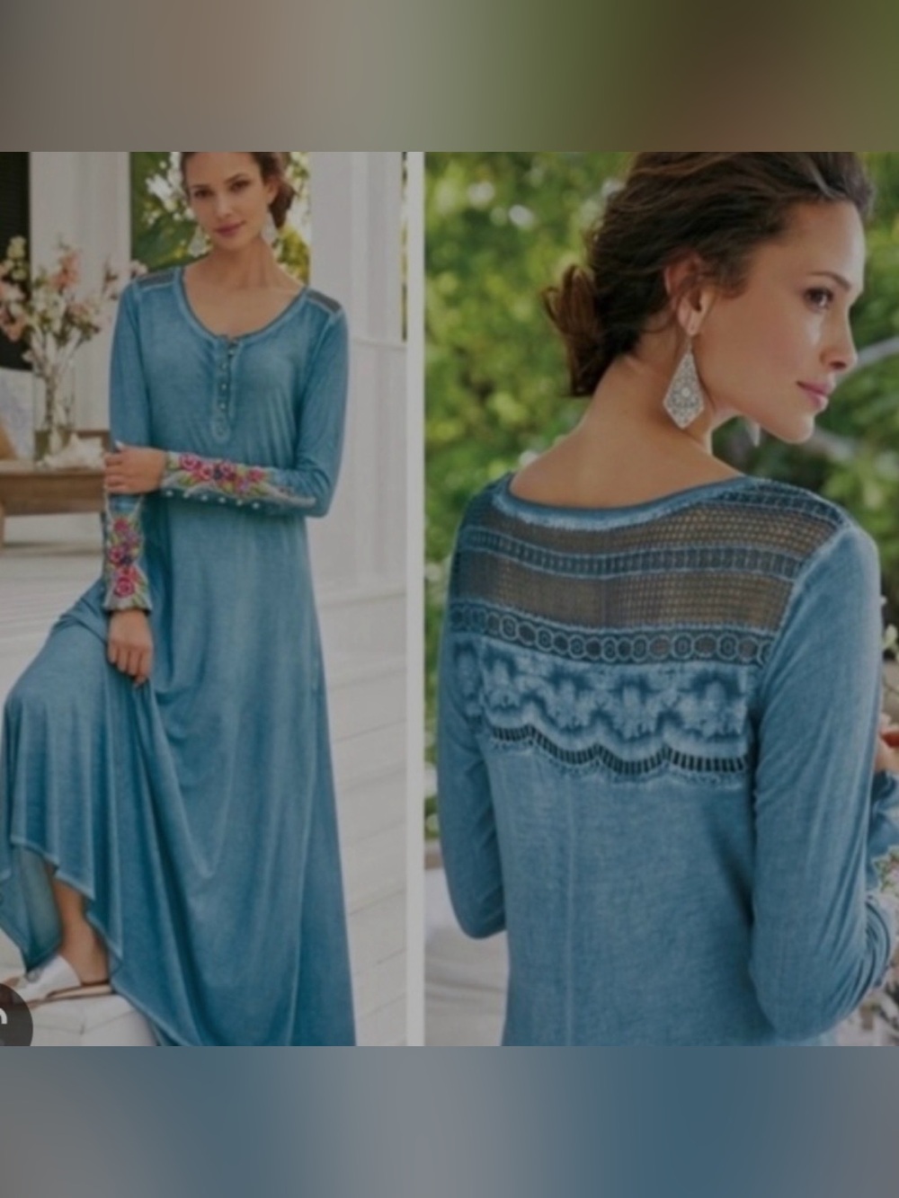 Soft Surroundings Boho Embroidered Maxi Dress Size XL - Picture 8 of 8